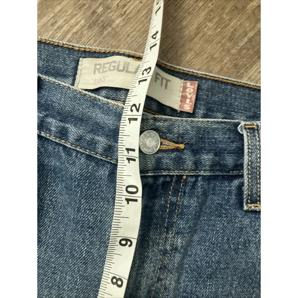 Levi's 505 Men's Blue Denim Jeans Straight Regular Fit Distressed Hole 34/30